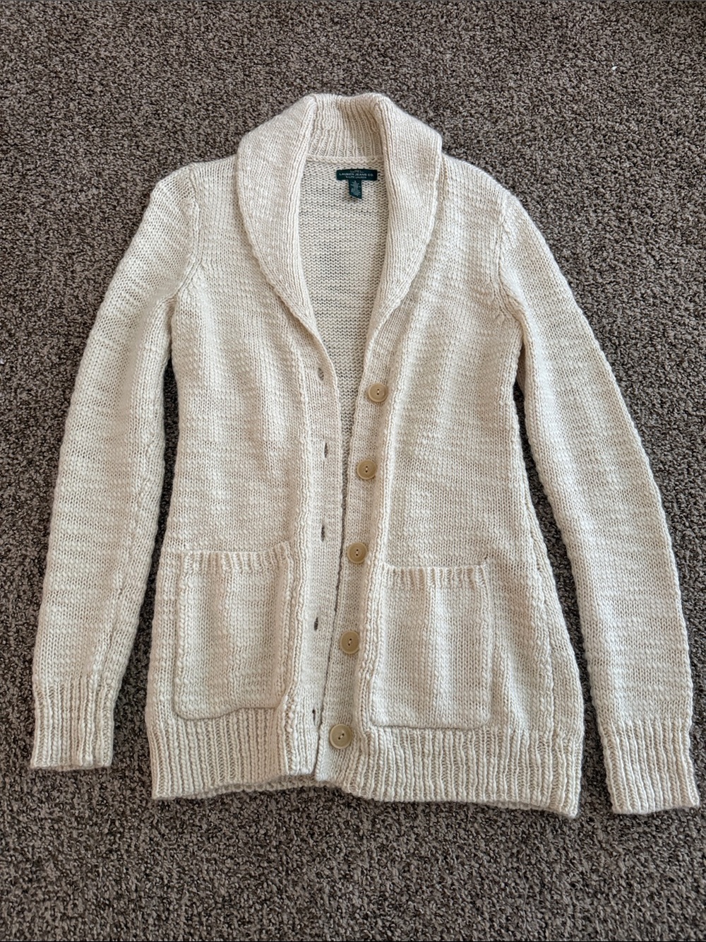 Lauren Ralph Lauren Cream Shawl-Collar Button Cardigan